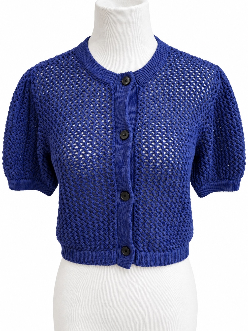 Cobalt Knit Short-Sleeve Button Cardigan XS